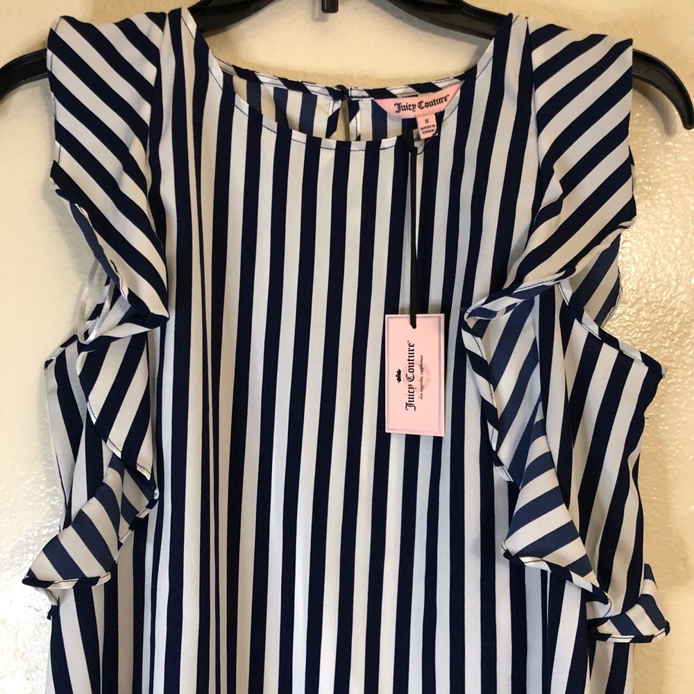Juicy Couture Top, navy and white stripes Small